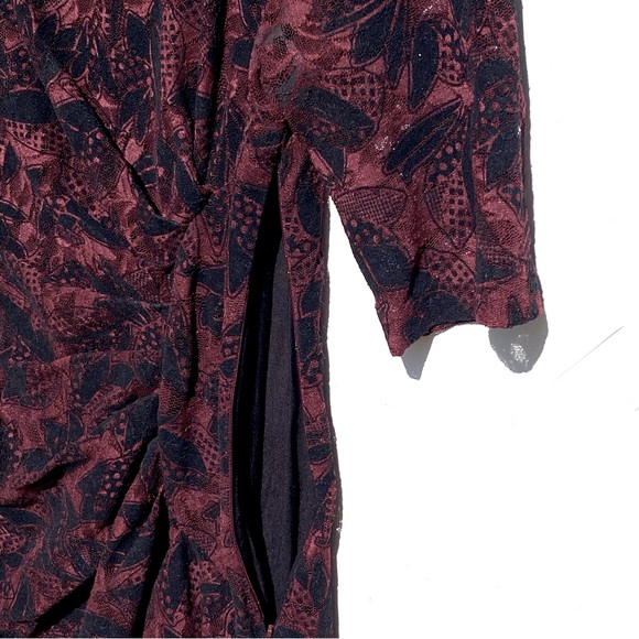 ANTHROPOLOGIE MAEVE Women’s Elorn Burgundy Black Lace Ruched Dress Size 8 - Picture 5 of 8